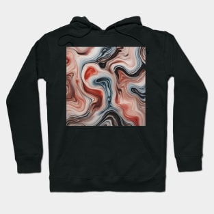 Red, orange and black suminagashi marble pattern Hoodie